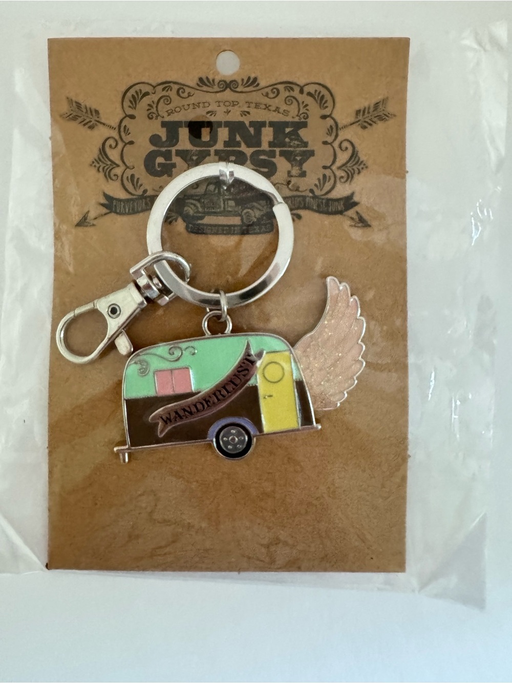 Junk Gypsy Wanderlust Camper Enamel Keyring Keychain WJG2141 New Sealed Western